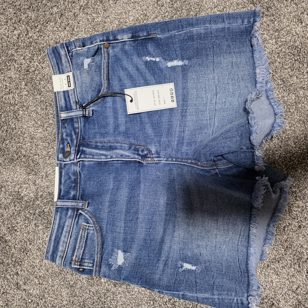 Judy Blue Distressed Blue Jean Shorts Raw Hem